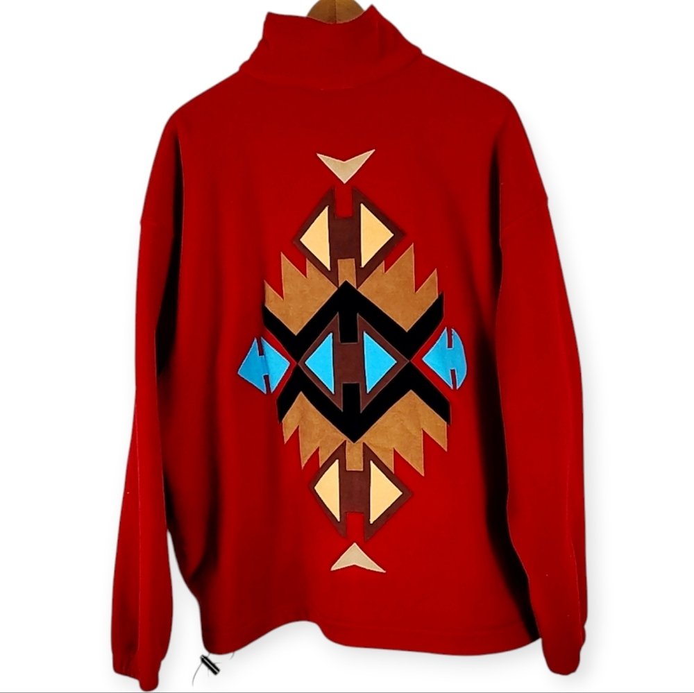 Unisex Patchwork Moxie Southwestern Fleece Jacket Baja Boho Aztec Sante Fe